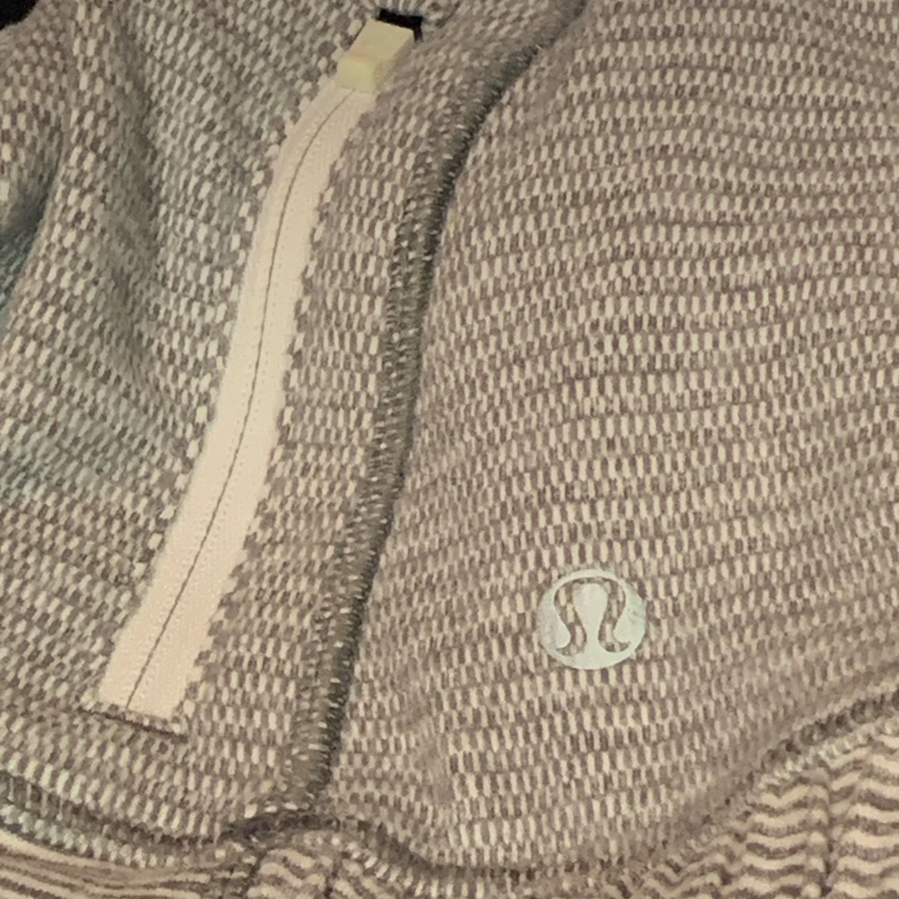 LULULEMON Think Fast Hoodie Mini Check White Heathered Slate Tonka Stripe Sz 10 - Picture 5 of 9